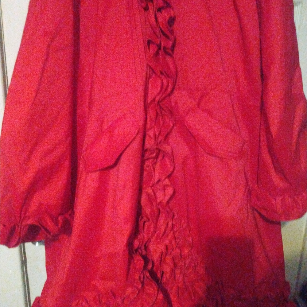 Monroe & Main Scarlet Cape with Ruffle Trim